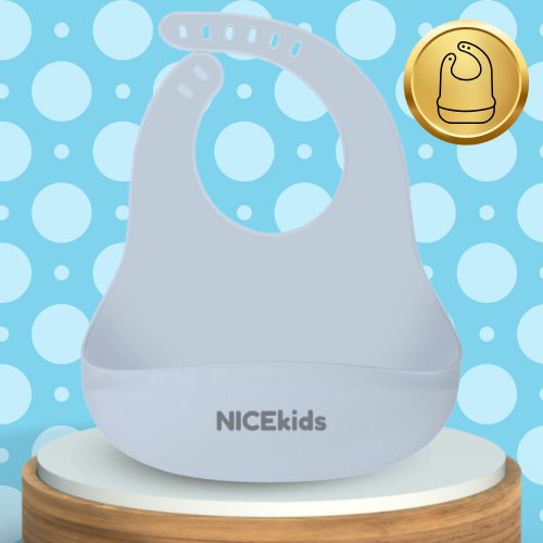 Szilikon babamelltartó zsebbel, vízálló Nicekids, kék