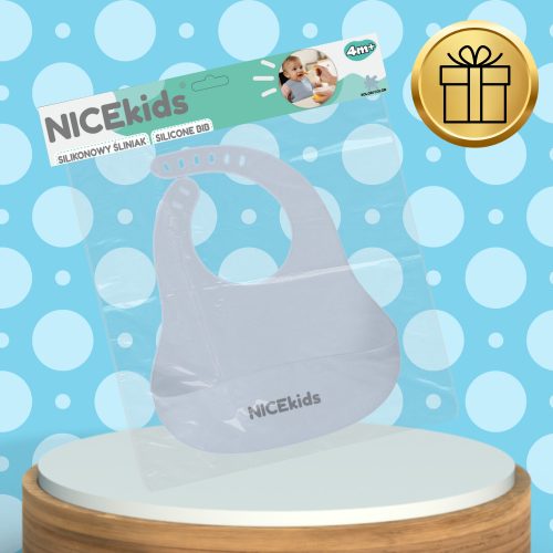 Szilikon babamelltartó zsebbel, vízálló Nicekids, kék