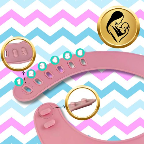 Szilikon babamelltartó zsebbel, vízálló NiceKids Pink