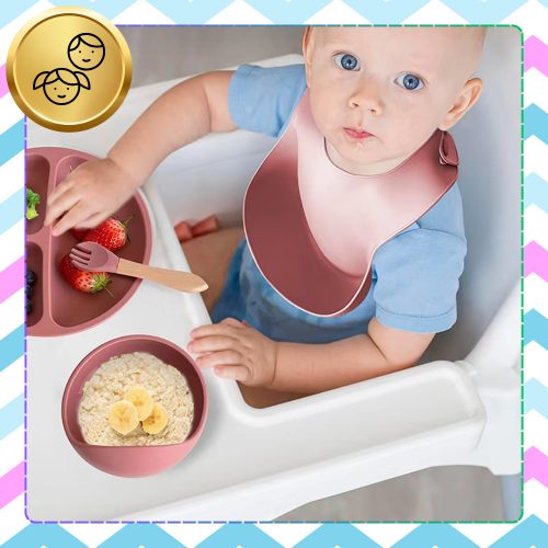 Szilikon babamelltartó zsebbel, vízálló NiceKids Pink