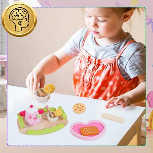 Fából készült gyermek teakészlet, nagy kreatív játékkészlet