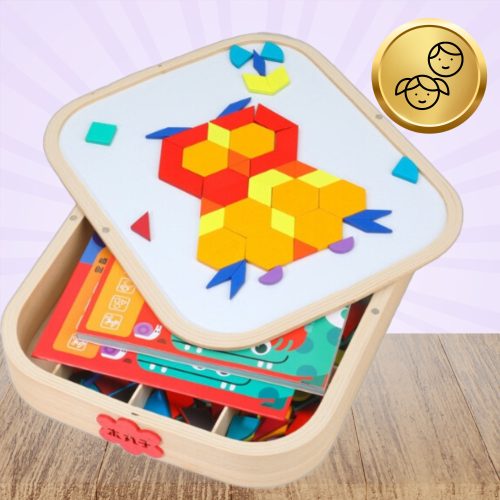 MÁGNESES MOZAIKOS FA DOBOZ MONTESSORI KREATÍV SZÓRAKOZÁS GYEREKEKNEK