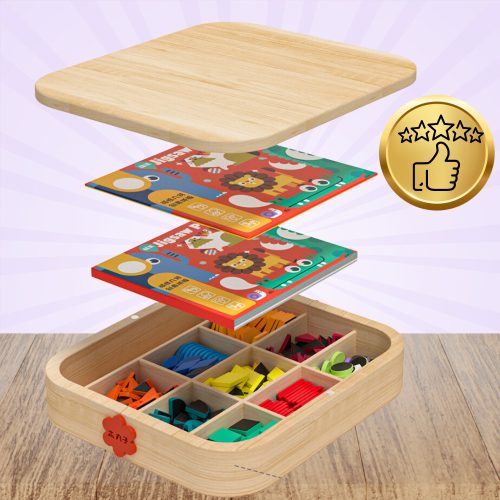 MÁGNESES MOZAIKOS FA DOBOZ MONTESSORI KREATÍV SZÓRAKOZÁS GYEREKEKNEK