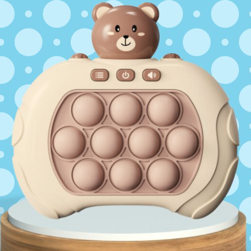 Pop It Stresszoldó elektronikus játékgép gyerekeknek és felnőtteknek, mackós játék