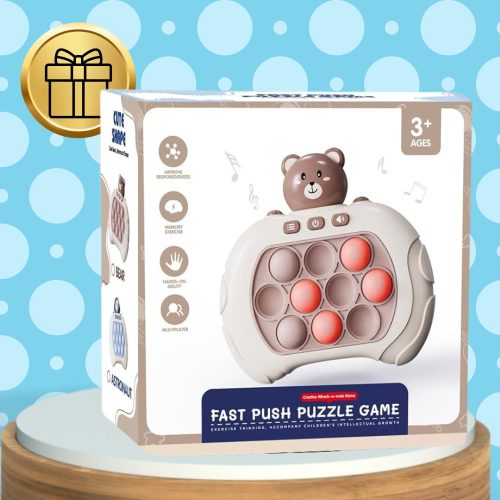 Pop It Stresszoldó elektronikus játékgép gyerekeknek és felnőtteknek, mackós játék