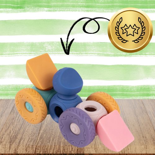 Puha, kreatív szenzoros blokkok babáknak és gyerekeknek rágókával, 13 darab.