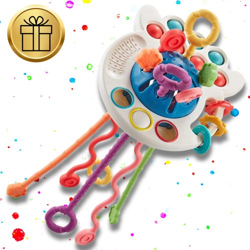 ÉRZÉKELŐS JÁTÉK BABÁKNAK 4 az 1-ben POLIP A GYERMEK ÉRZÉKEINEK FEJLESZTÉSÉRE