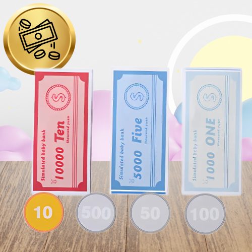 Fából készült pénztárgép gyerekeknek pénzzel, kártyaolvasóval, oktatójátékkal