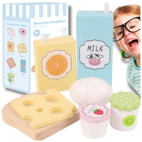   Fából készült reggelizőkészlet szeletelés gyerekeknek oktató szendvicsjáték