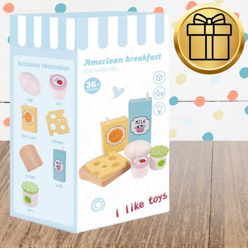 Fából készült reggelizőkészlet szeletelés gyerekeknek oktató szendvicsjáték