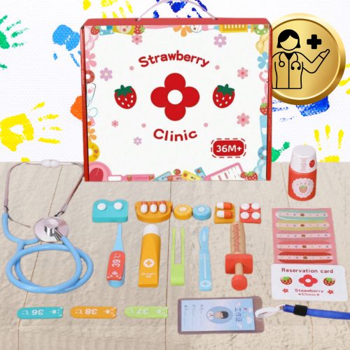 Fa Doktor Készlet Sztetoszkóppal, orvosos játék Kiegészítők