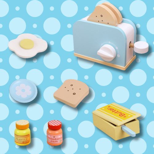 Gyerekek fa kenyérpirító játék reggelizőkészlet