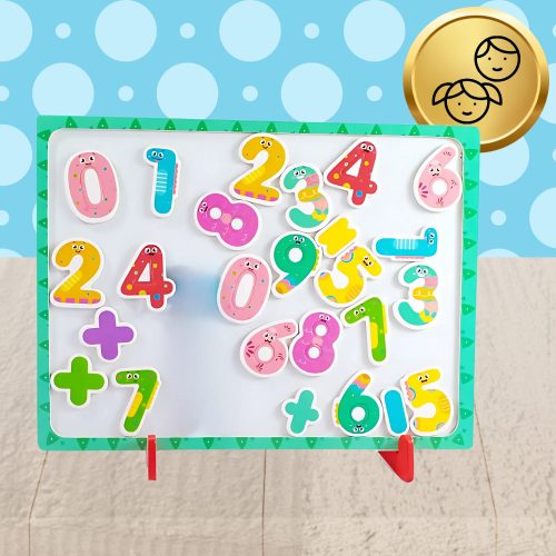 Nagyméretű, fából készült mágneses számok jelölőtáblával szórakozáshoz és tanuláshoz