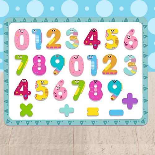 Nagyméretű, fából készült mágneses számok jelölőtáblával szórakozáshoz és tanuláshoz