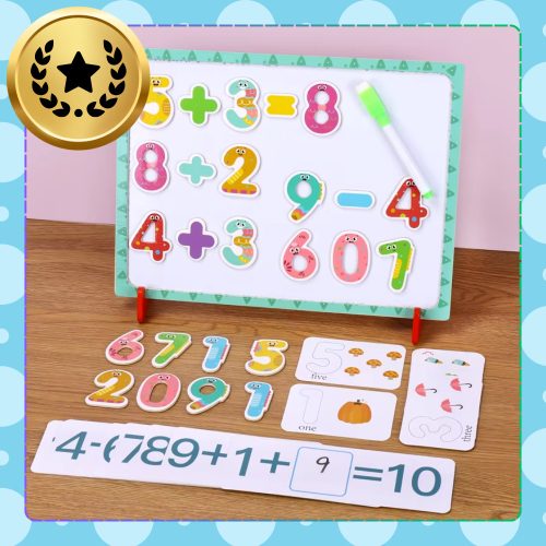 Nagyméretű, fából készült mágneses számok jelölőtáblával szórakozáshoz és tanuláshoz