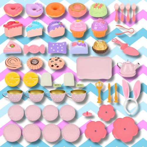 Gyerek kávéskészlet, játék teáskészlet, sütemények