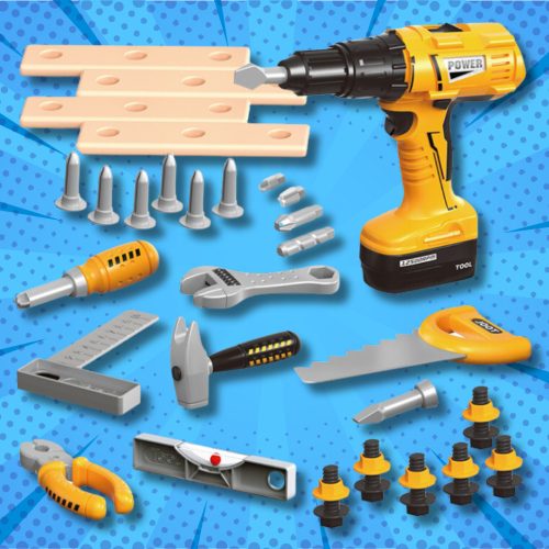 Nagy, barkács csavarhúzó szerszámosláda gyerekeknek