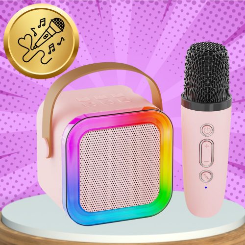 Hordozható vezeték nélküli Bluetooth karaoke hangszóró RGB USB mikrofonnal