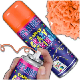   Kígyózó konfetti spray neon születésnapokra, partikra, narancssárga 250 ml