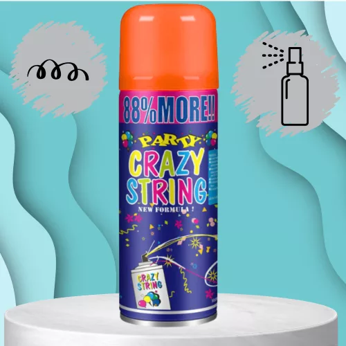 Kígyózó konfetti spray neon születésnapokra, partikra, narancssárga 250 ml
