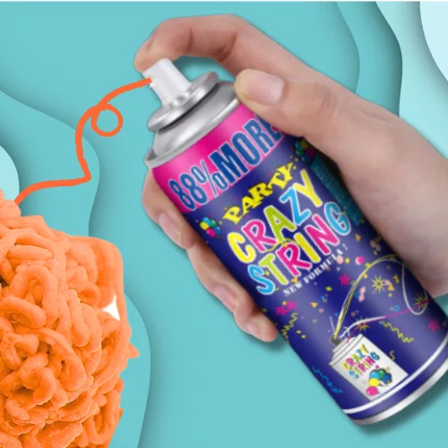 Kígyózó konfetti spray neon születésnapokra, partikra, narancssárga 250 ml