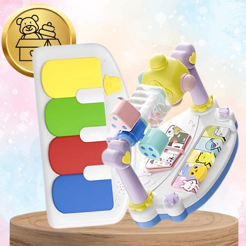 Összecsukható babaágy Nicekids + csörgők, játékok, Rózsaszín