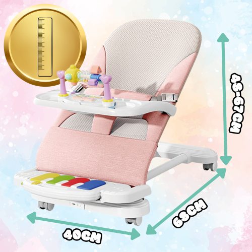 Összecsukható babaágy Nicekids + csörgők, játékok, Rózsaszín