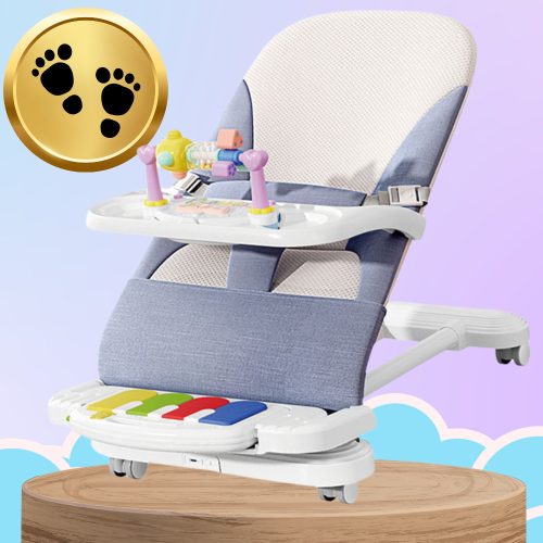 Összecsukható babaágy Nicekids + csörgők, játékok, kék