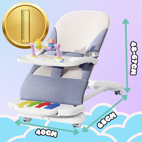 Összecsukható babaágy Nicekids + csörgők, játékok, kék