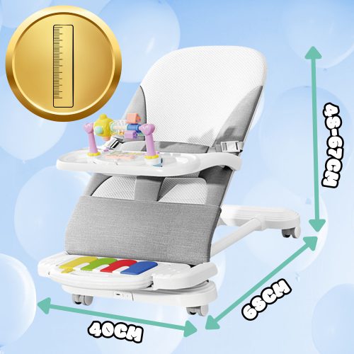 Összecsukható babaágy Nicekids + csörgők, játékok, szürke