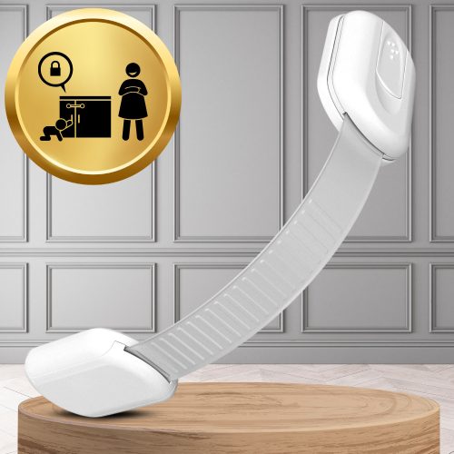 Gyermekbiztonsági zár szekrényekhez és fiókokhoz, 6 db, fehér