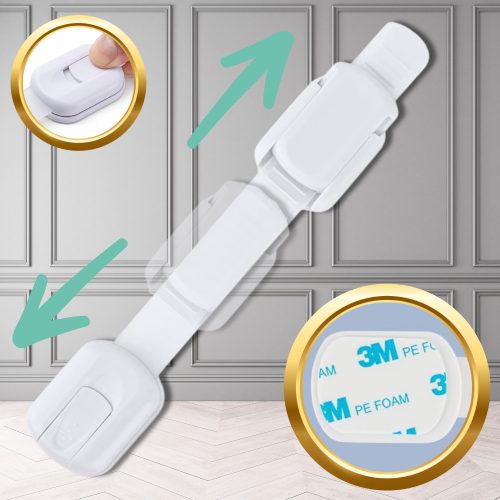 Gyermekbiztonsági zár szekrényekhez és fiókokhoz, 6 db, fehér