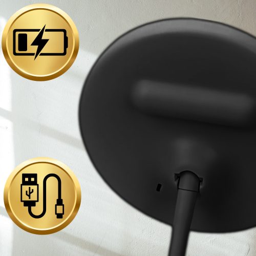 Kozmetikai kerek LED-es megvilágítású sminktükör fekete