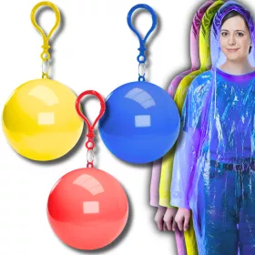 Esőkabát tokban  karabínerrel, 3 darabos szett, színes