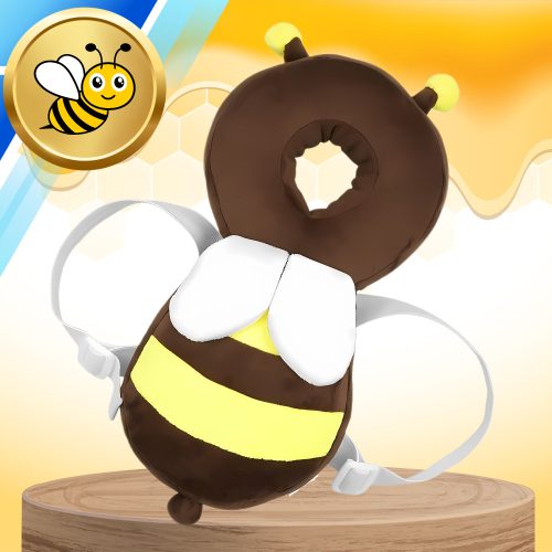 Gyermek biztonsági hátizsák fejvédő párnával, méhecske mintával