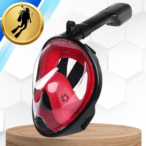 Teljes arcmaszk L/XL Összecsukható úszáshoz, sznorkelezéshez, FEKETE PIROS