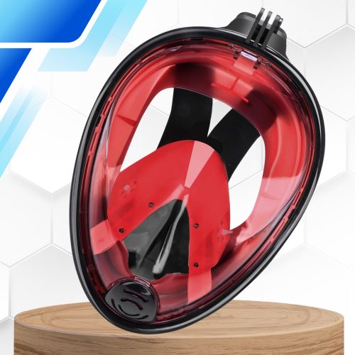 Teljes arcmaszk L/XL Összecsukható úszáshoz, sznorkelezéshez, FEKETE PIROS