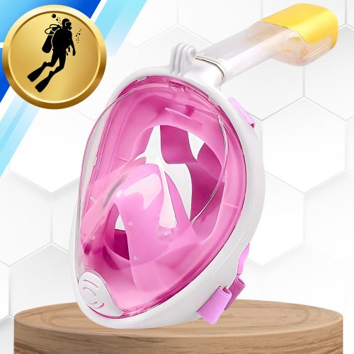 Teljes arcra való, S/M méretű, összecsukható búvármaszk úszáshoz és sznorkelezéshez, FEHÉR ÉS RÓZSASZÍN