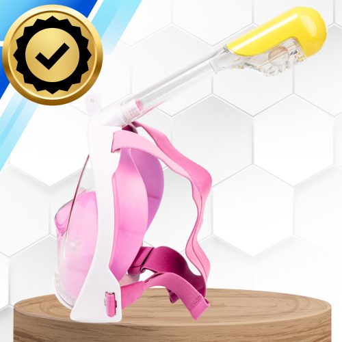 Teljes arcra való, S/M méretű, összecsukható búvármaszk úszáshoz és sznorkelezéshez, FEHÉR ÉS RÓZSASZÍN