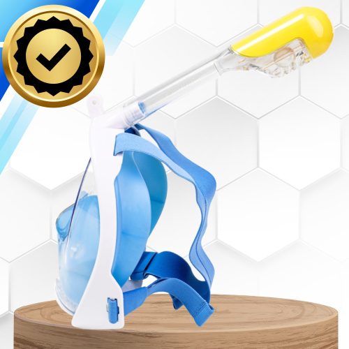 Teljes arcmaszk S/M méretben, összecsukható búvármaszk úszáshoz és sznorkelezéshez, fehér és kék