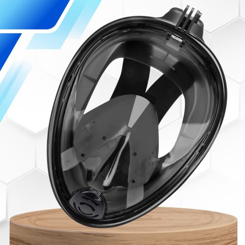 Teljes arcot öltő búvármaszk GoPro tartóval, S/M, összecsukható, fekete