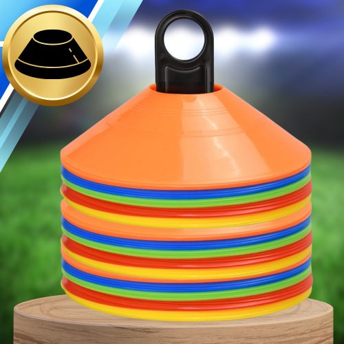 Rugalmas futball edzőbóják állvánnyal, 50 darabos, színes