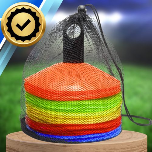 Rugalmas futball edzőbóják állvánnyal, 50 darabos, színes