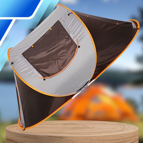 Gyorsan felállítható, két személyes kempingsátor, sötétbarna színben