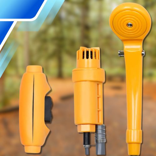 Hordozható kempingzuhany, 12 V-os autótöltővel működtetve