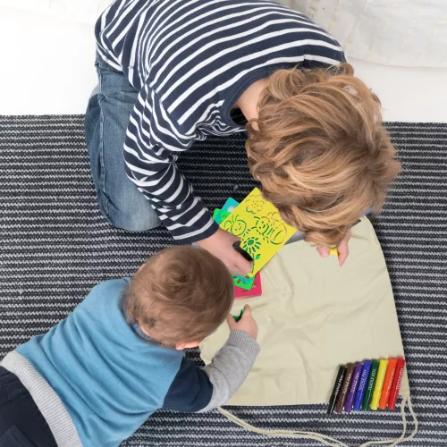 Ghiozdan din bumbac pentru copii, poate fi colorat cu pixuri și șabloane