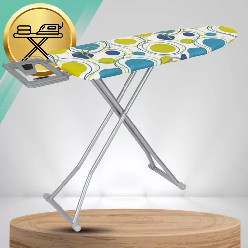 PRÉMIUM vasalódeszka 130x34cm, állítható 70–87cm + vasalópolc pamut huzattal