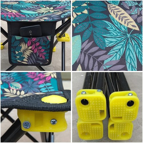 Összecsukható horgász- és kempingszék háttámlával és zsebbel