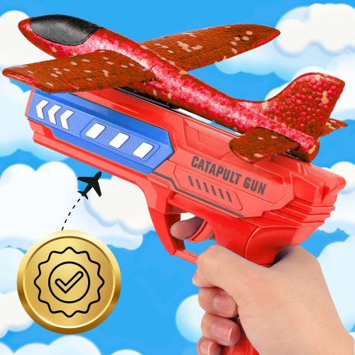 Repülőgép indító vitorlázórepülővel, hungarocell dárda játékpisztoly LED-del