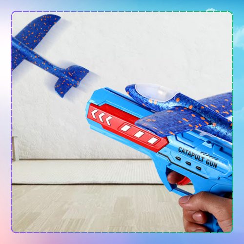 Habszivacs siklórepülő pisztollyal, LED játék, kék